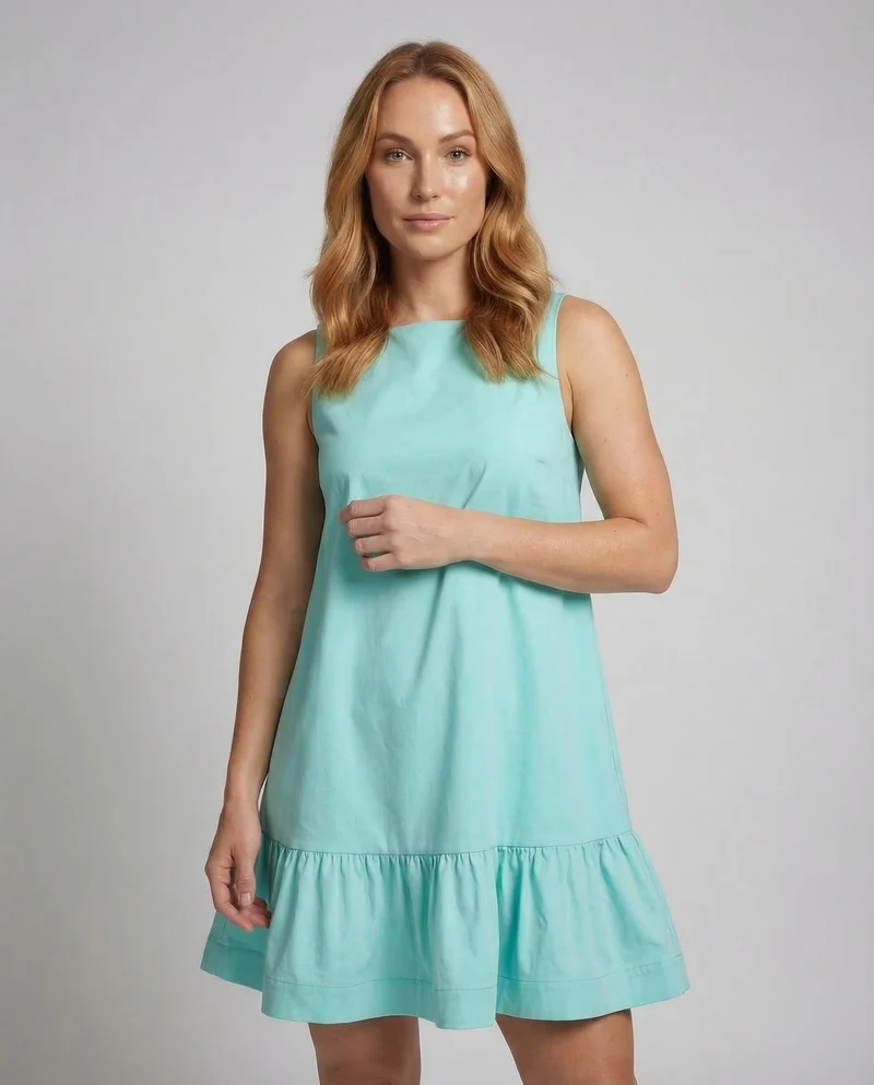 Damen Schwingendes Minikleid Volant-Saum
