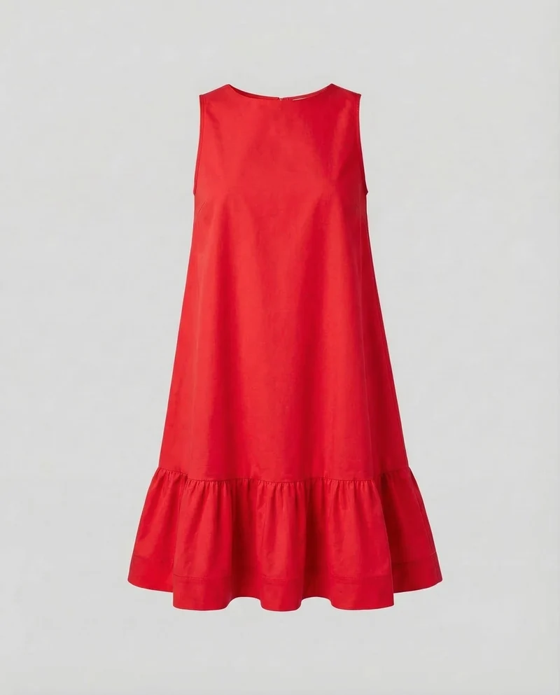 Damen Schwingendes Minikleid Volant-Saum
