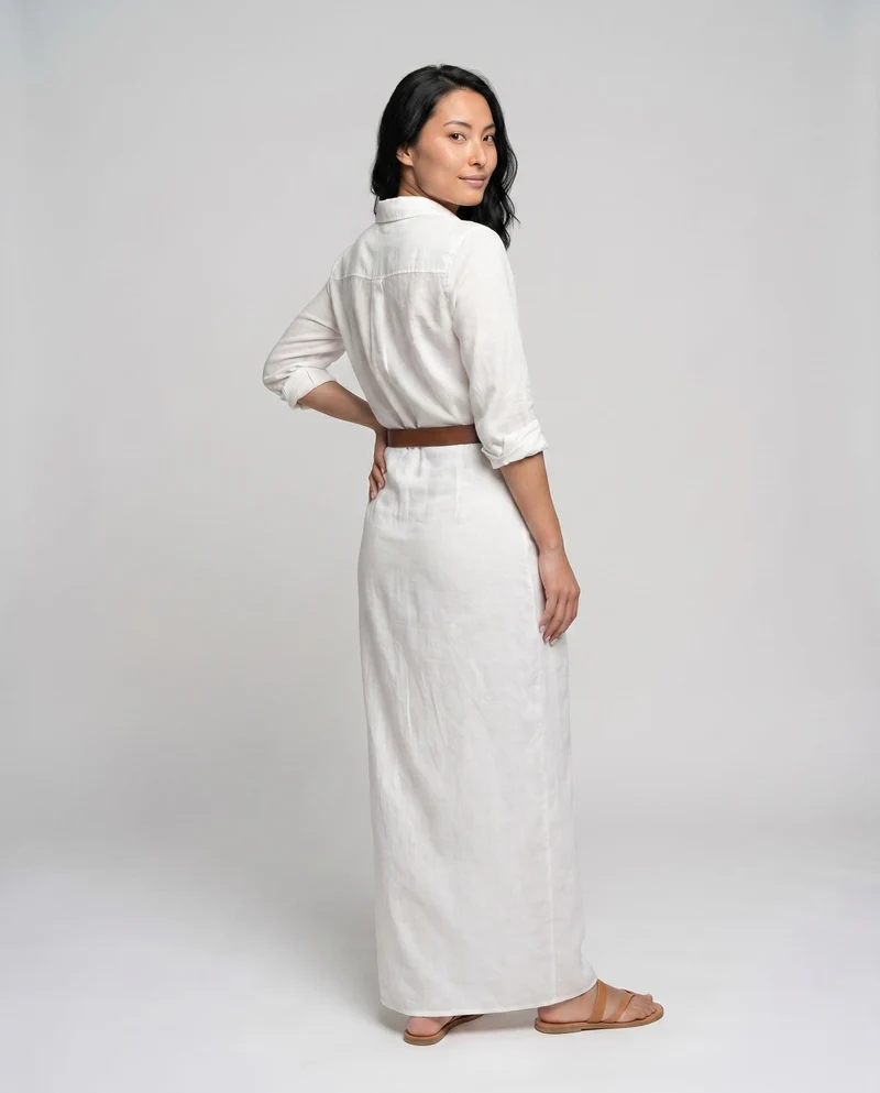 Damen Elegantes Hemdkleid mit Gürtel und langem Arm