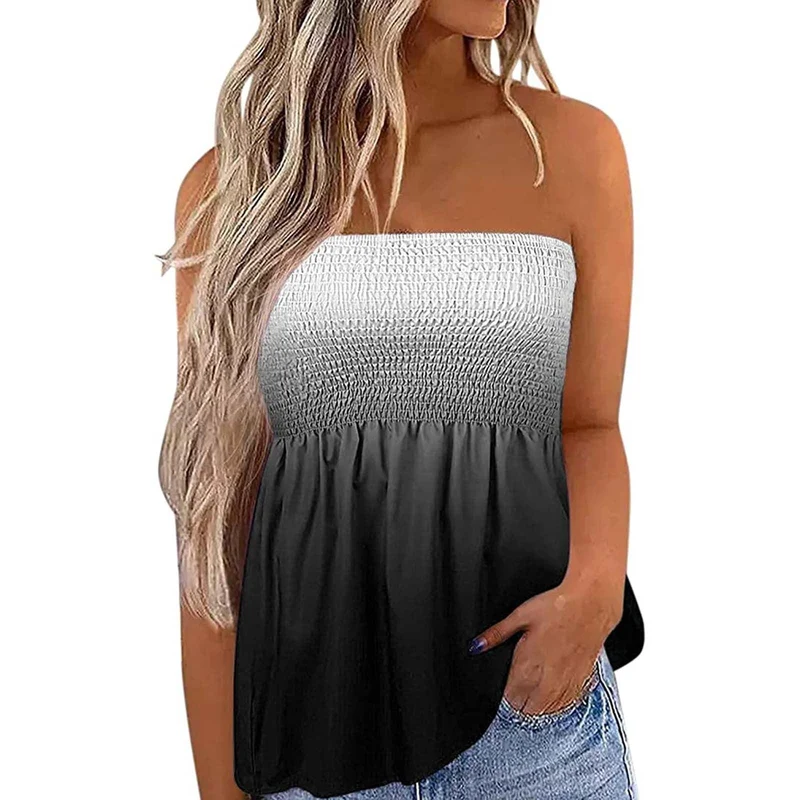 Damen Bandeau-Top mit floralem Einsatz
