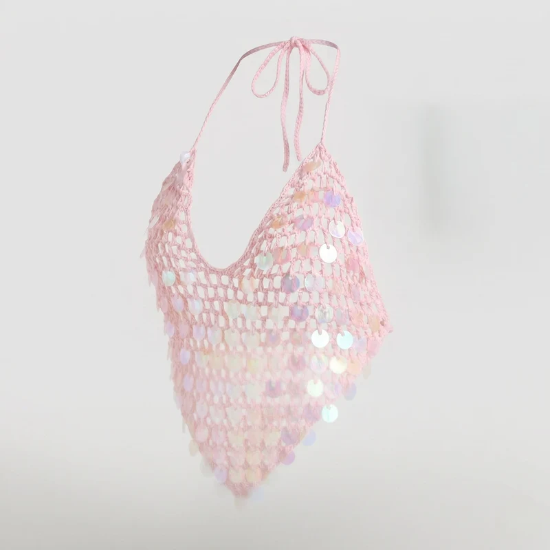 Damen Glitzerndes Netzoberteil mit schimmernden Pailletten
