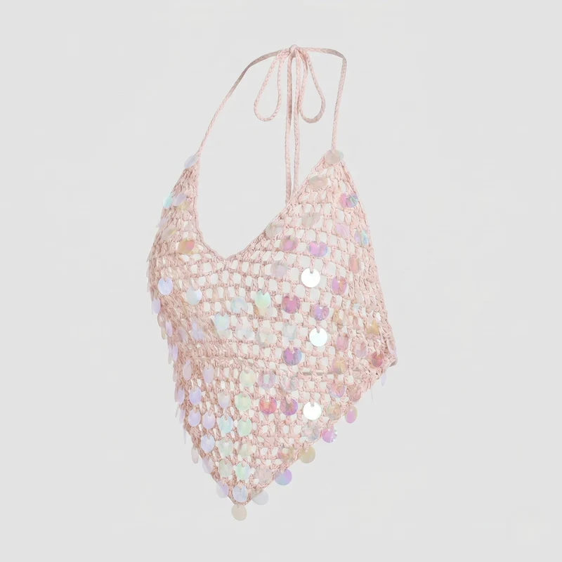 Damen Glitzerndes Netzoberteil mit schimmernden Pailletten