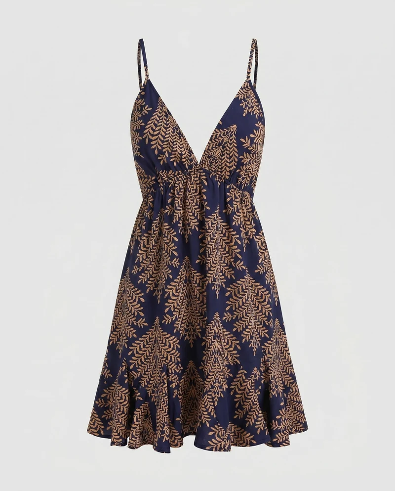 Damen Strandkleid mit V-Ausschnitt und fließendem Saum