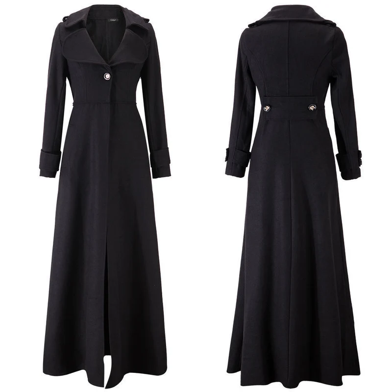 Damen Eleganter Langmantel mit klassischem Revers und modernen Akzenten