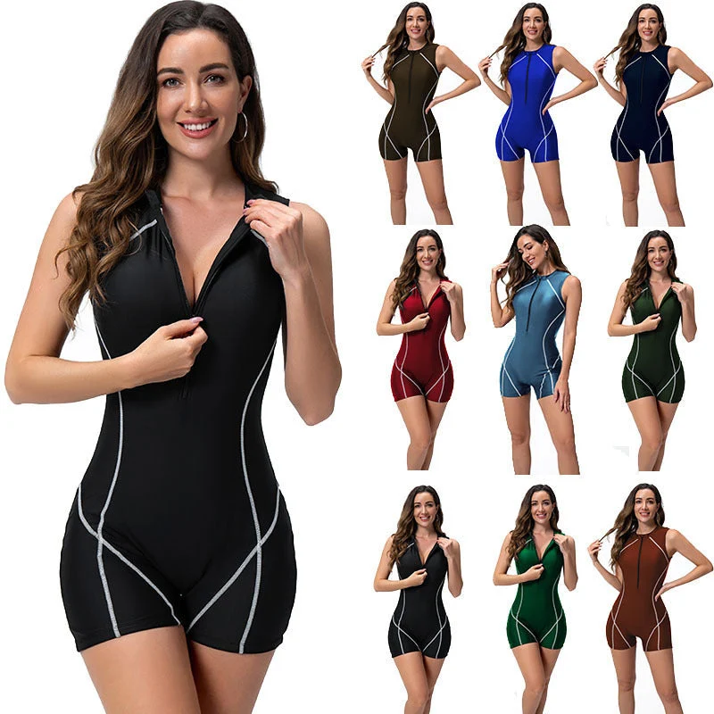Damen Surf-Overall mit sportlichem Reißverschluss und figurbetonendem Schnitt