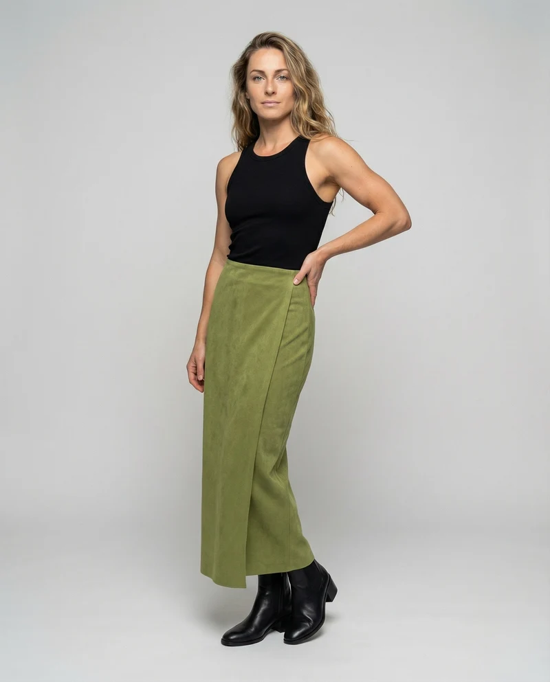 Damen Klassische Veloursähnliche Mikrofaser Mikrofaser Midirock