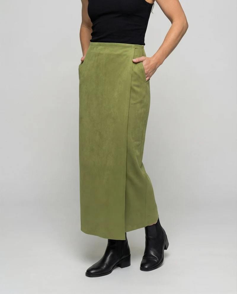 Damen Klassische Veloursähnliche Mikrofaser Mikrofaser Midirock
