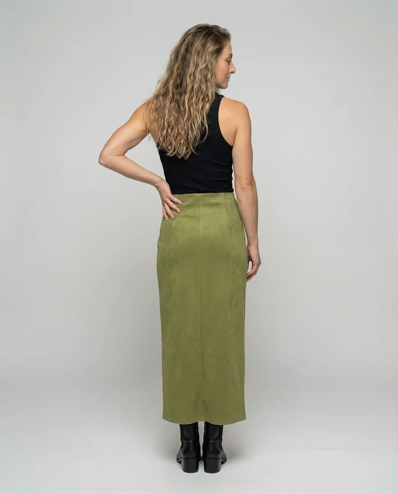 Damen Klassische Veloursähnliche Mikrofaser Mikrofaser Midirock