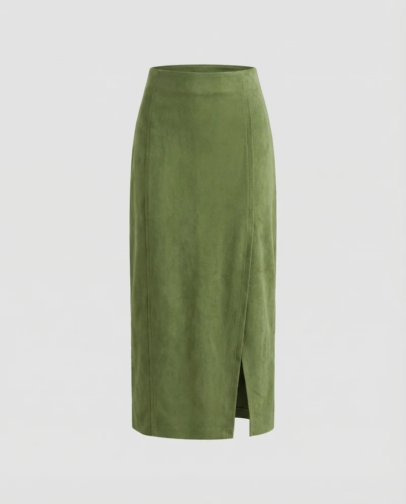 Damen Klassische Veloursähnliche Mikrofaser Mikrofaser Midirock