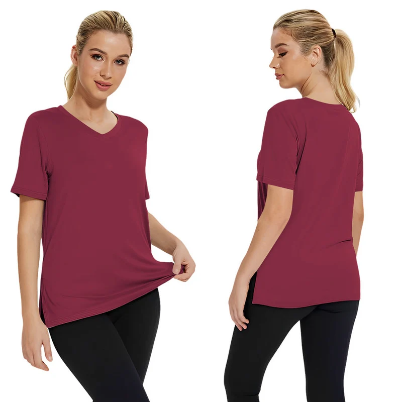 Damen Funktionales V-Ausschnitt Sportshirt mit atmungsaktiver Technologie Nord Taschen