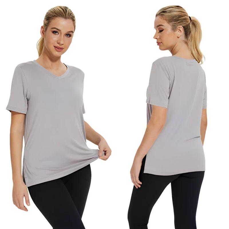 Damen Funktionales V-Ausschnitt Sportshirt mit atmungsaktiver Technologie Nord Taschen