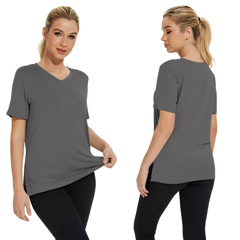 Damen Funktionales V-Ausschnitt Sportshirt mit atmungsaktiver Technologie Nord Taschen