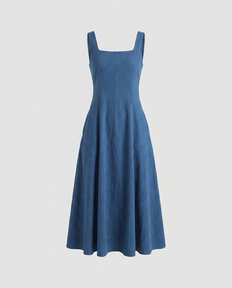 Damen Langes Sommerkleid mit schlichter Taillierung und zarten Spaghettiträgern