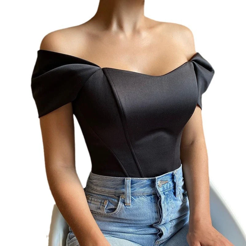 Damen Off-Shoulder Body mit Puffärmeln