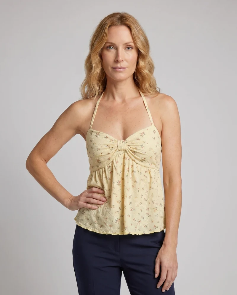 Damen Oberteil mit verspieltem Blumenmuster und elastischem Schnitt