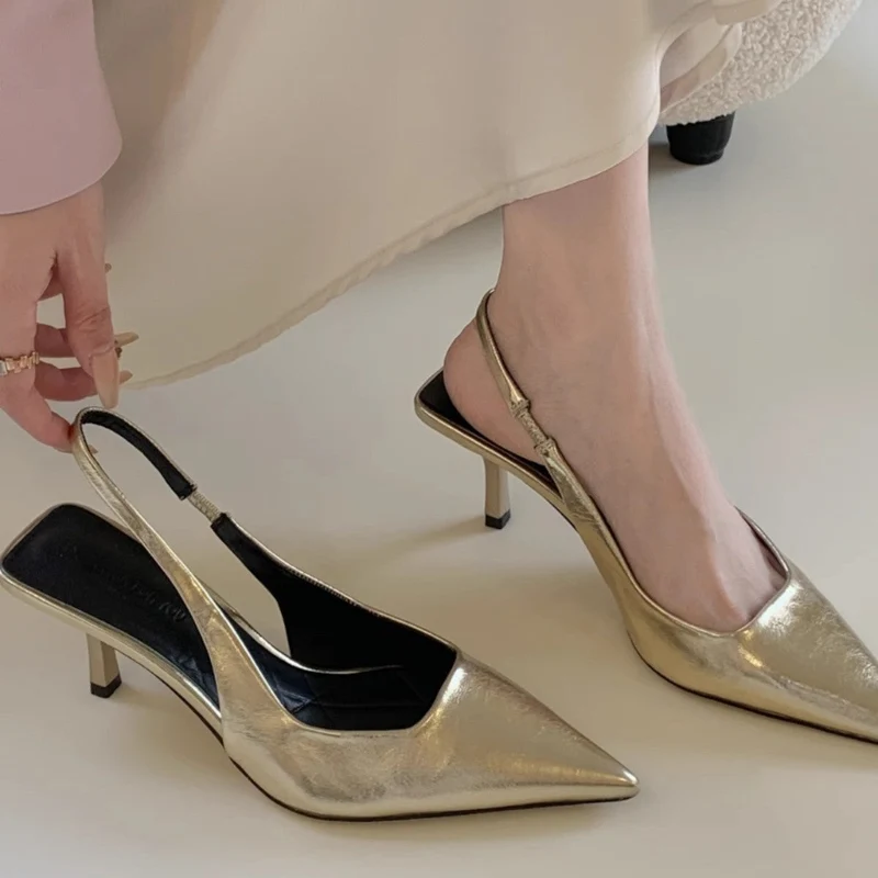 Damen elegante Slingback Pumps mit spitzem Design
