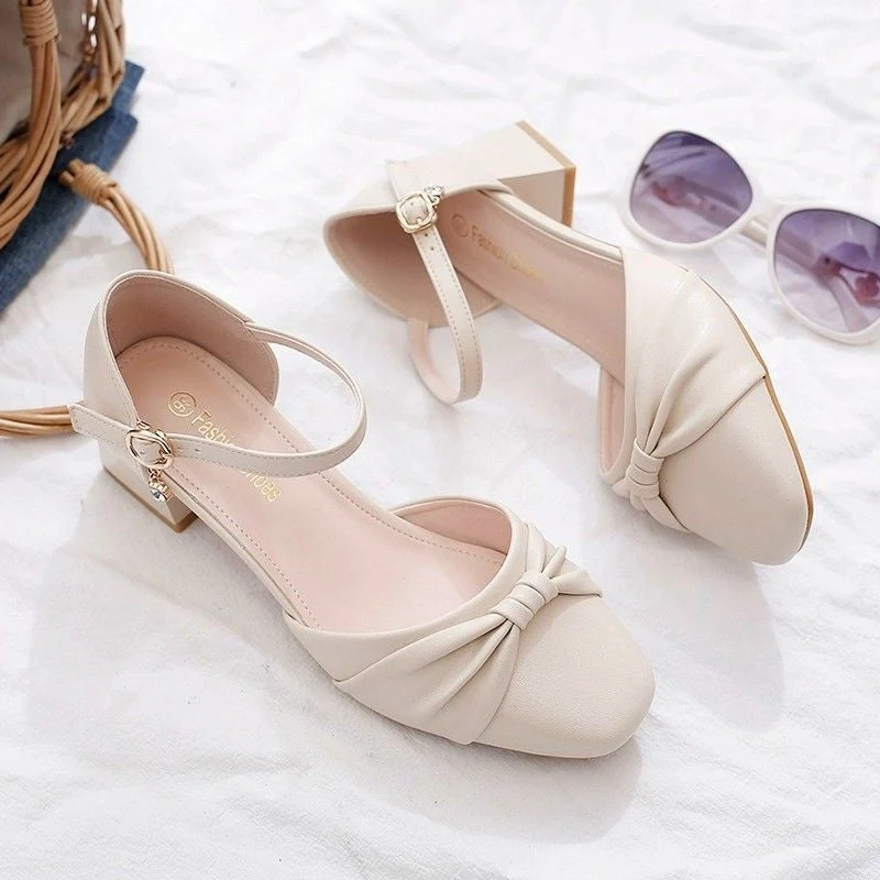 Damen Elegante Ballerinas mit praktischem Riemchen und dekorativem Knoten