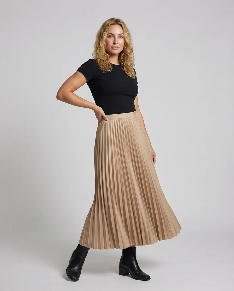 Damen Fließende Seidig-matter Crêpe Crêpe Midirock
