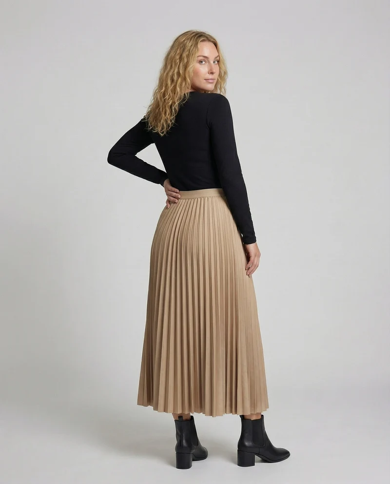 Damen Fließende Seidig-matter Crêpe Crêpe Midirock