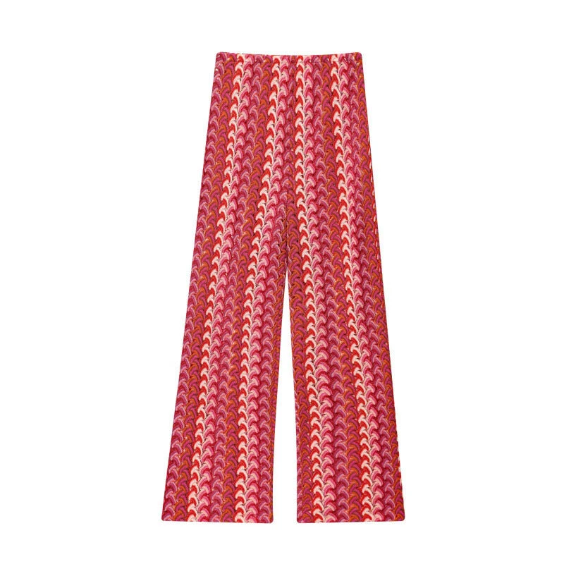Damen weite Palazzohose mit auffälligem Wellenmuster und elastischem Bund Nord Taschen