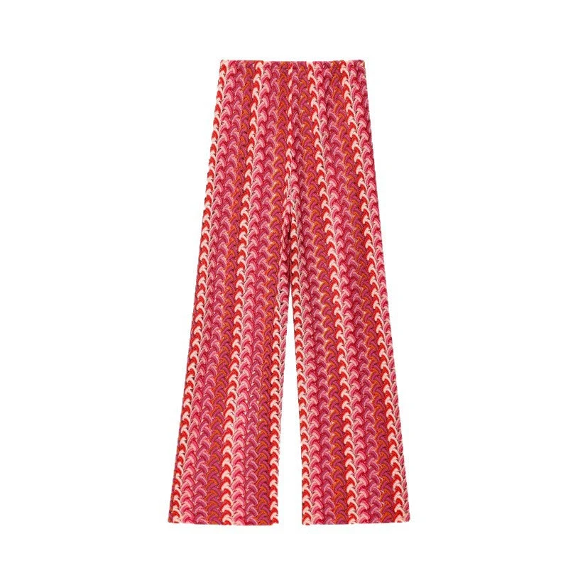 Damen weite Palazzohose mit auffälligem Wellenmuster und elastischem Bund Nord Taschen