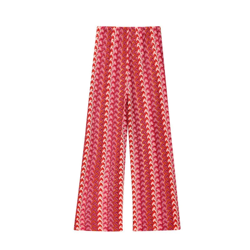 Damen weite Palazzohose mit auffälligem Wellenmuster und elastischem Bund Nord Taschen