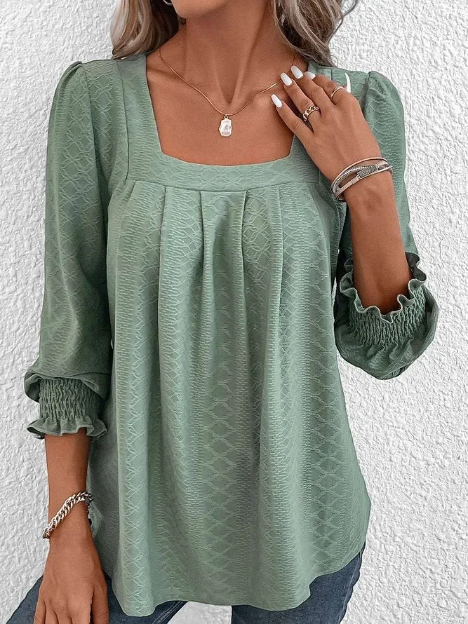 Baumwollbluse Mit Eckigem Ausschnitt