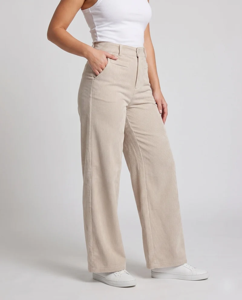 Damen weite Cord-Palazzo-Hose mit hoher Taille