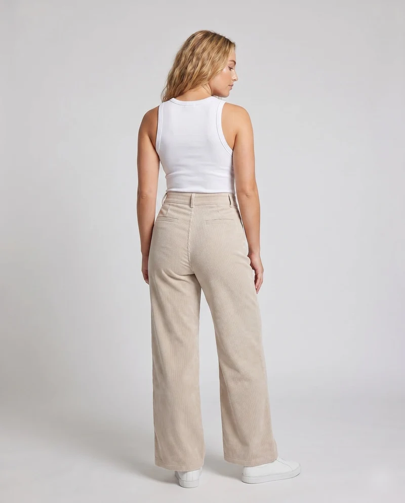 Damen weite Cord-Palazzo-Hose mit hoher Taille