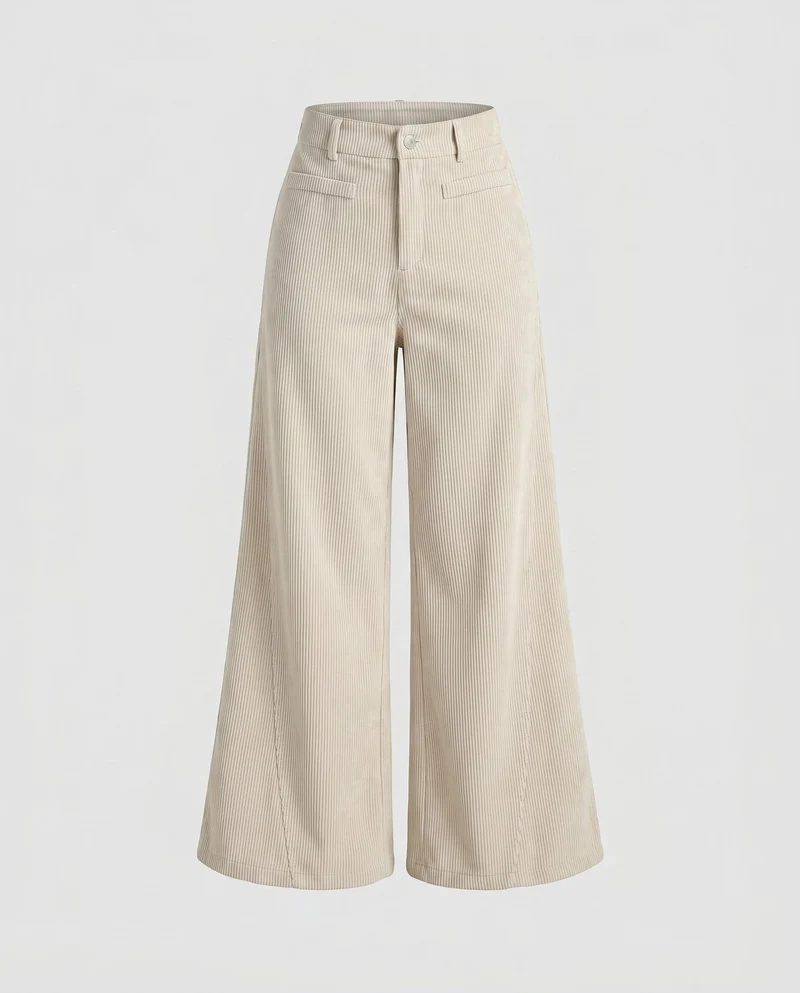 Damen weite Cord-Palazzo-Hose mit hoher Taille