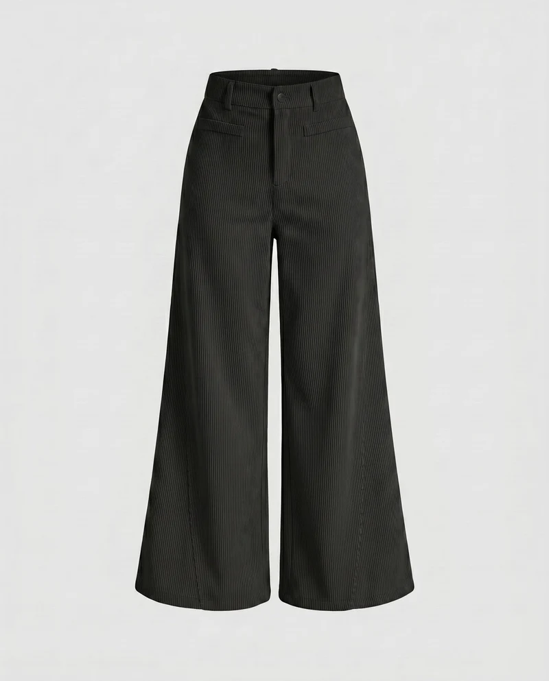 Damen weite Cord-Palazzo-Hose mit hoher Taille