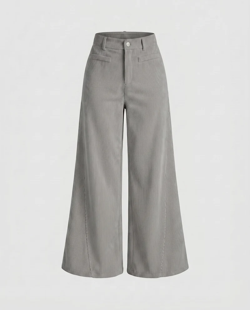 Damen weite Cord-Palazzo-Hose mit hoher Taille
