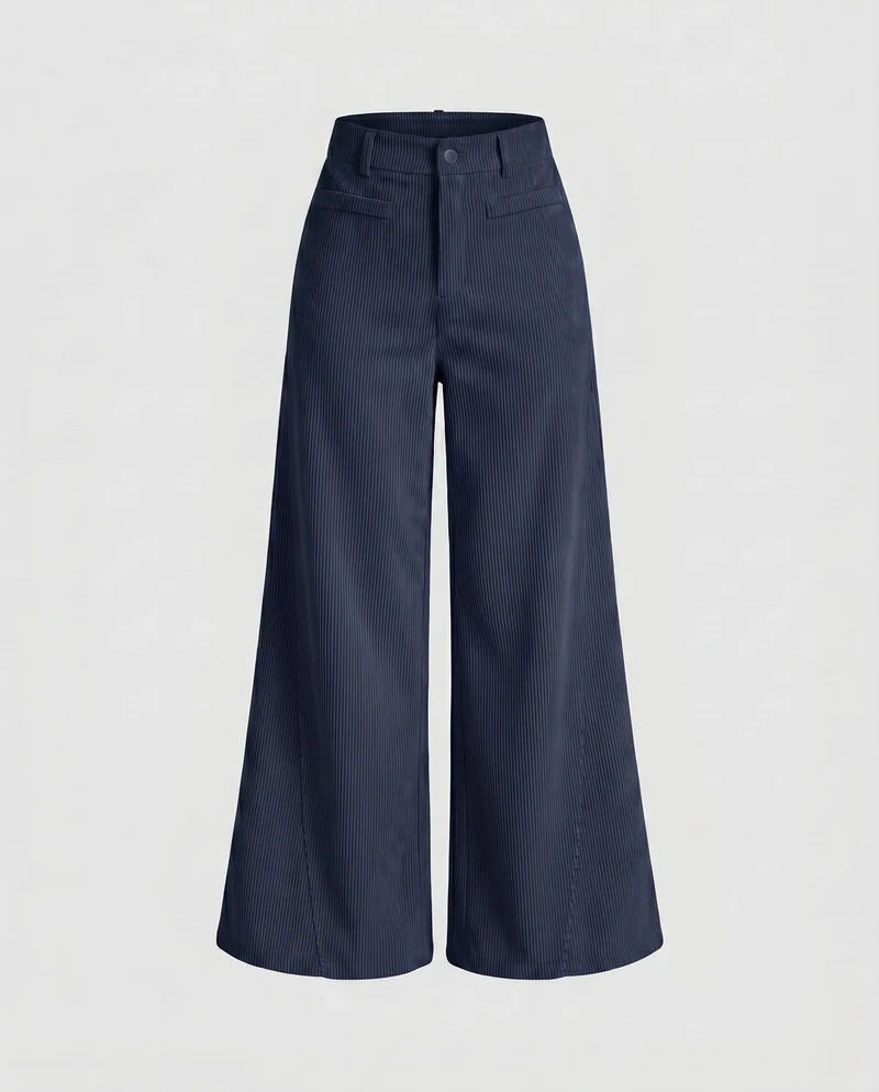 Damen weite Cord-Palazzo-Hose mit hoher Taille