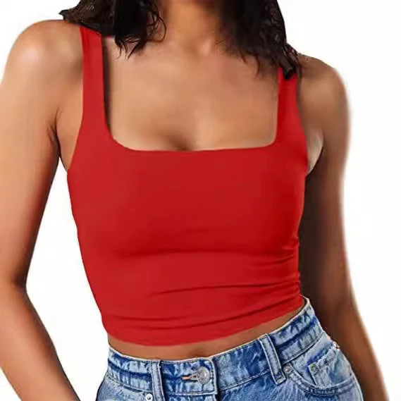 Damen Crop-Top mit quadratischem Ausschnitt und schmalem Schnitt