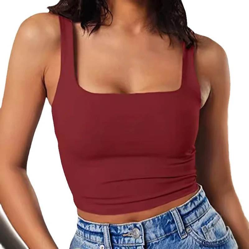 Damen Crop-Top mit quadratischem Ausschnitt und schmalem Schnitt