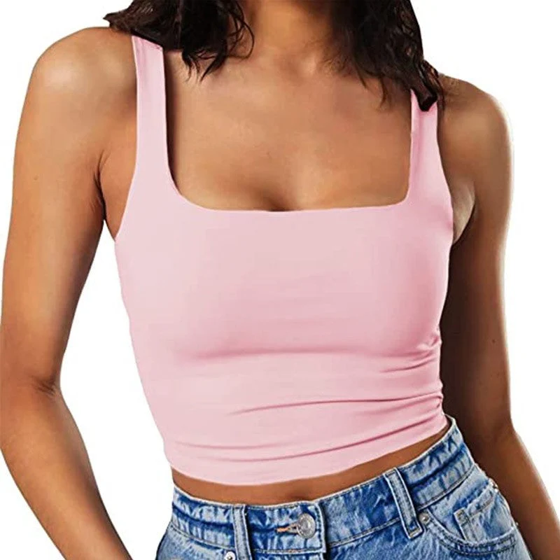 Damen Crop-Top mit quadratischem Ausschnitt und schmalem Schnitt
