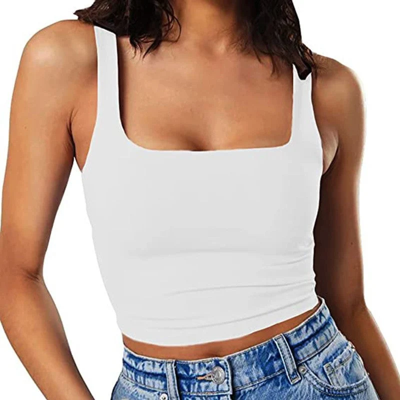 Damen Crop-Top mit quadratischem Ausschnitt und schmalem Schnitt