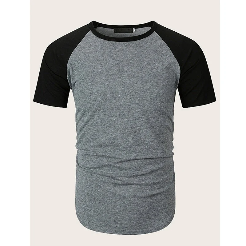 Herren Rundhalsshirt mit kontrastierenden Ärmeln und figurbetonter Passform