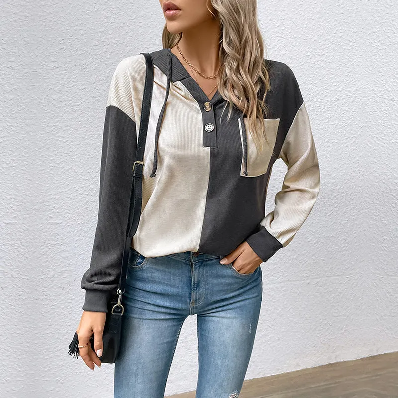 Damen Lässiges Kapuzenoberteil mit strukturiertem Stoff und modernen Details