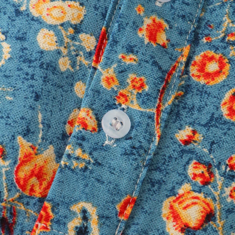 Damen Kurzarmbluse mit modernem Stehkragen und floralen Akzenten Nord Taschen