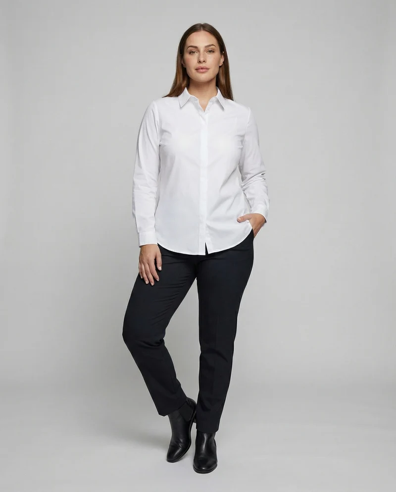 Damen weitgeschnittene Popeline-Hemdbluse