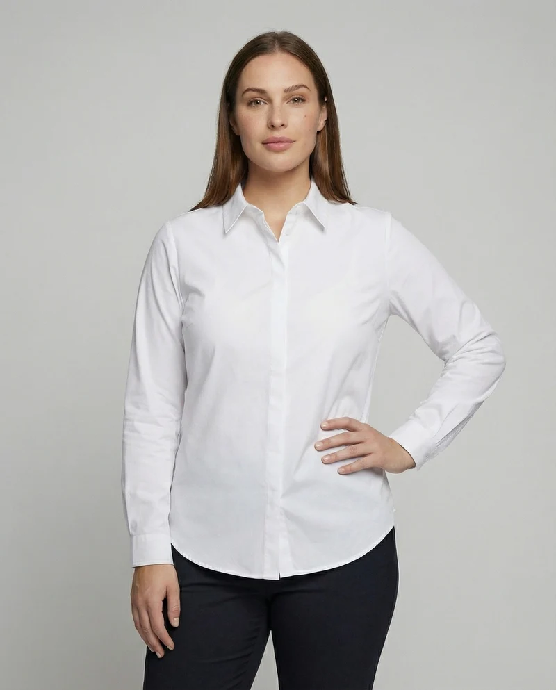 Damen weitgeschnittene Popeline-Hemdbluse