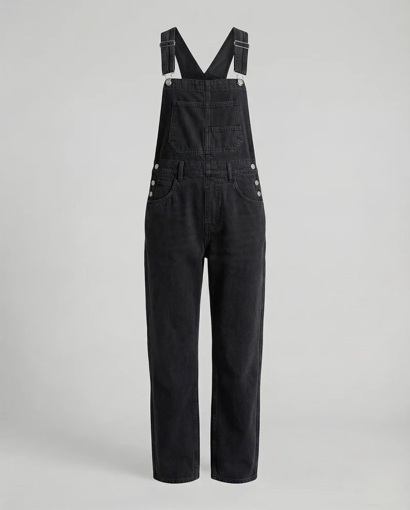 Damen Lockere Weites Bein Denim Denim-Latzhose