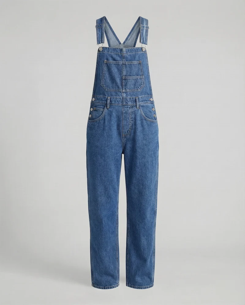 Damen Lockere Weites Bein Denim Denim-Latzhose