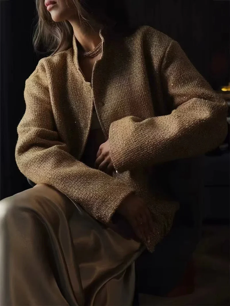 Gold Pailletten Stehkragenjacke
