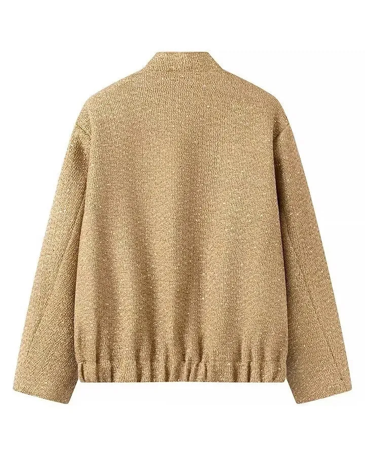 Gold Pailletten Stehkragenjacke