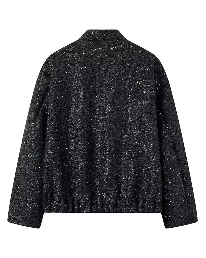 Gold Pailletten Stehkragenjacke