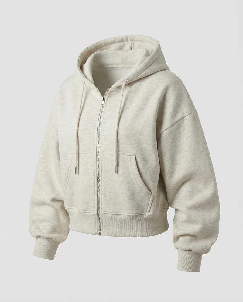 Damen Kapuzen-Sweatjacke Voluminöse Ballonärmel