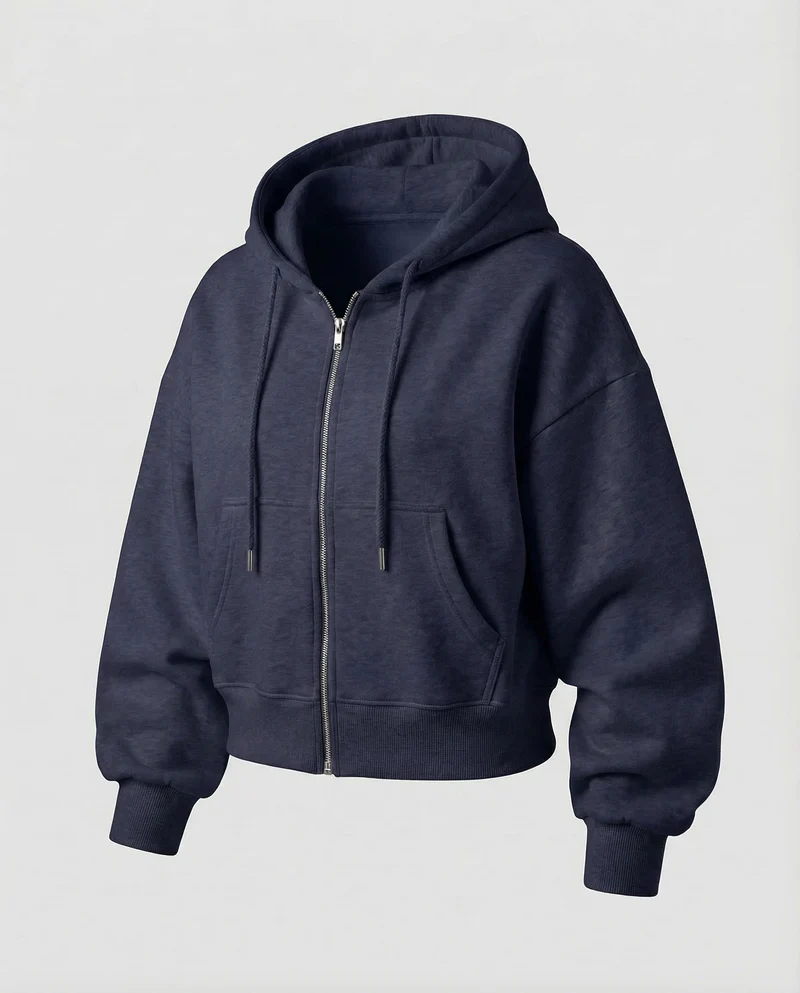 Damen Kapuzen-Sweatjacke Voluminöse Ballonärmel