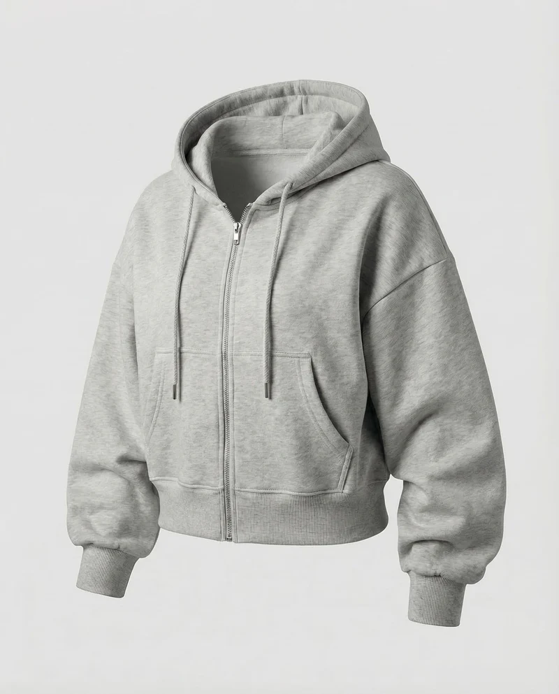 Damen Kapuzen-Sweatjacke Voluminöse Ballonärmel